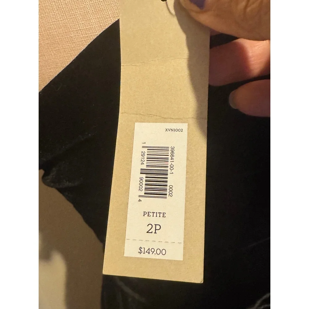 NWT BANANA REPUBLIC W Black Velvet Jumpsuit One Shoulder Bow Detail 2‎ Petite - Picture 7 of 8